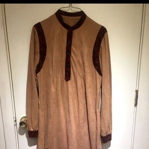 Vintage tan suede dress